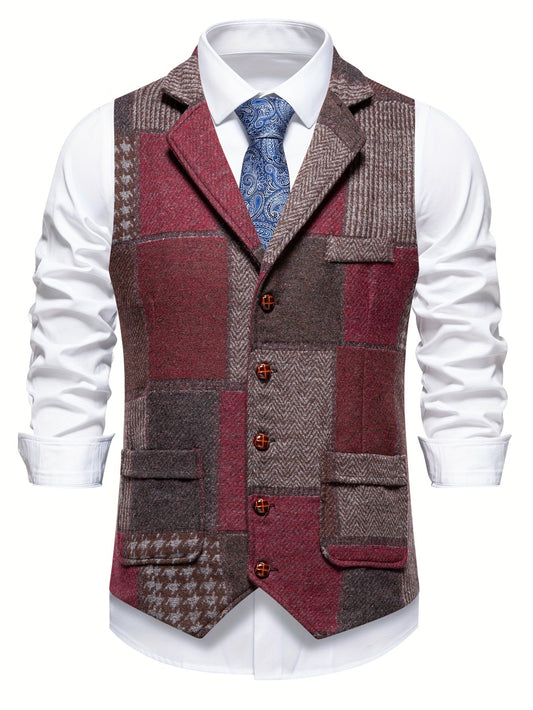 Saverse | Patchwork Tweed Style Waistcoat