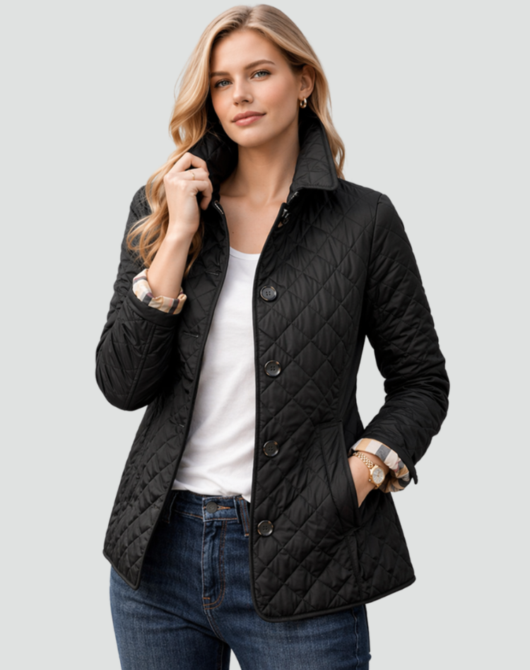 Myrna | Quilted Jacket Stand Collar Button Front