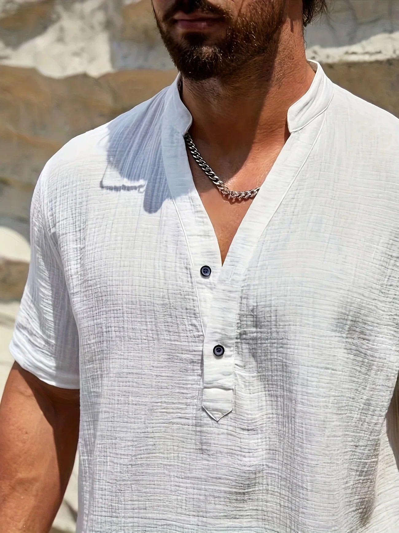 Sancho | Short Sleeve Stand Collar Shirt