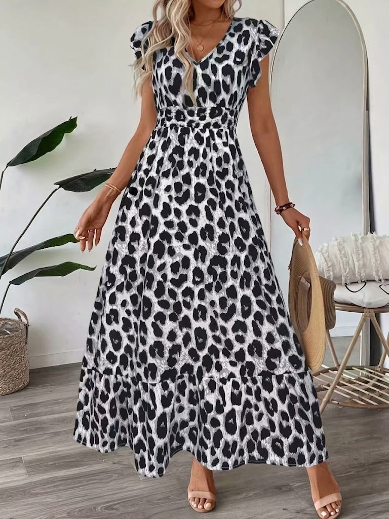 Ranika | Sleeveless V Neck Printed Maxi Dress