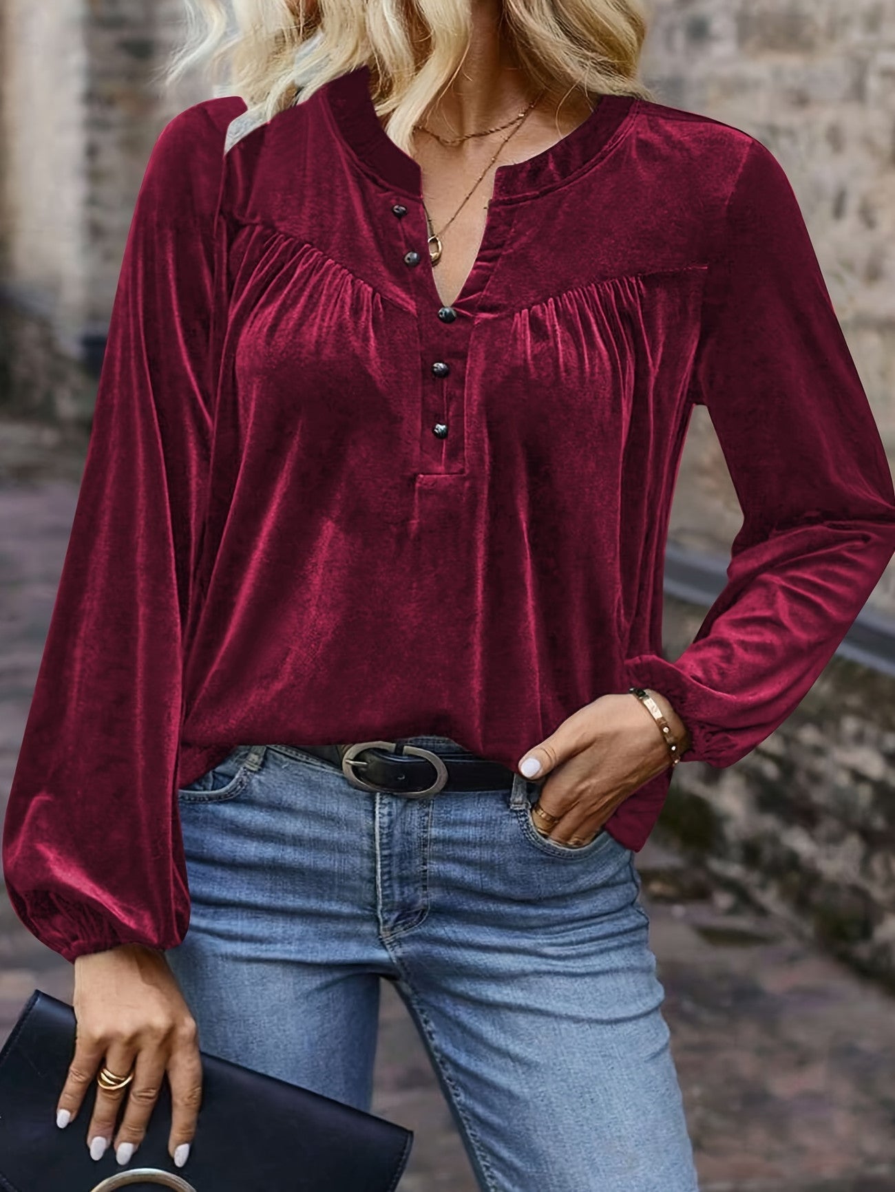 Samiana | Gathered Long Sleeve Shirt in Multiple Colours