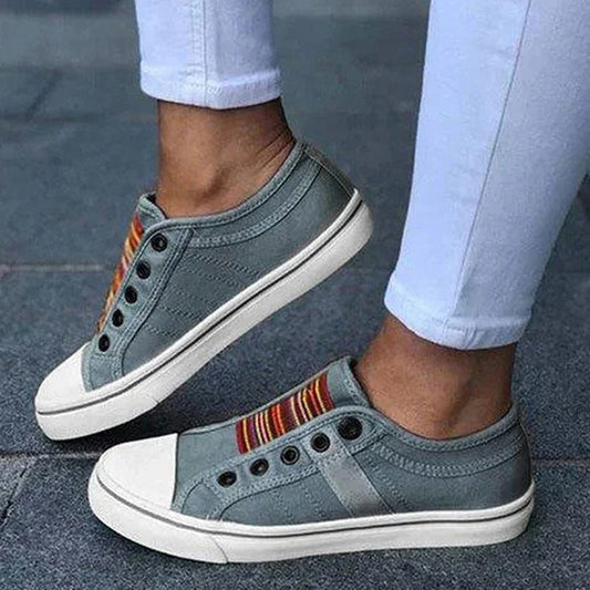Guldy | Slip On Stripe Panel Trainers