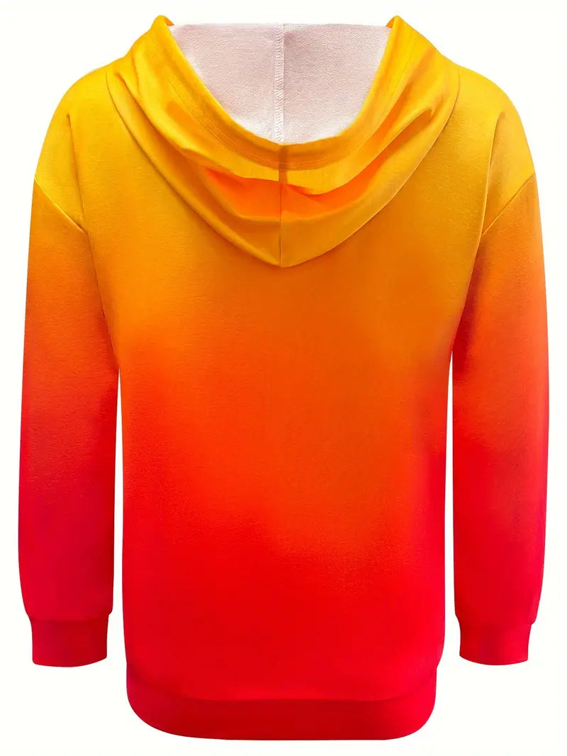 Areeqa - Gradient Color Drawstring Pullover Hoodie