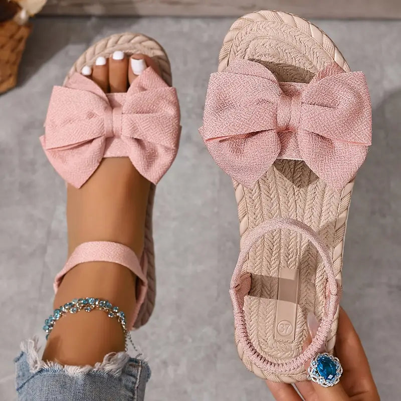 Michela | Bow Strap Flat Open Toe Sandals