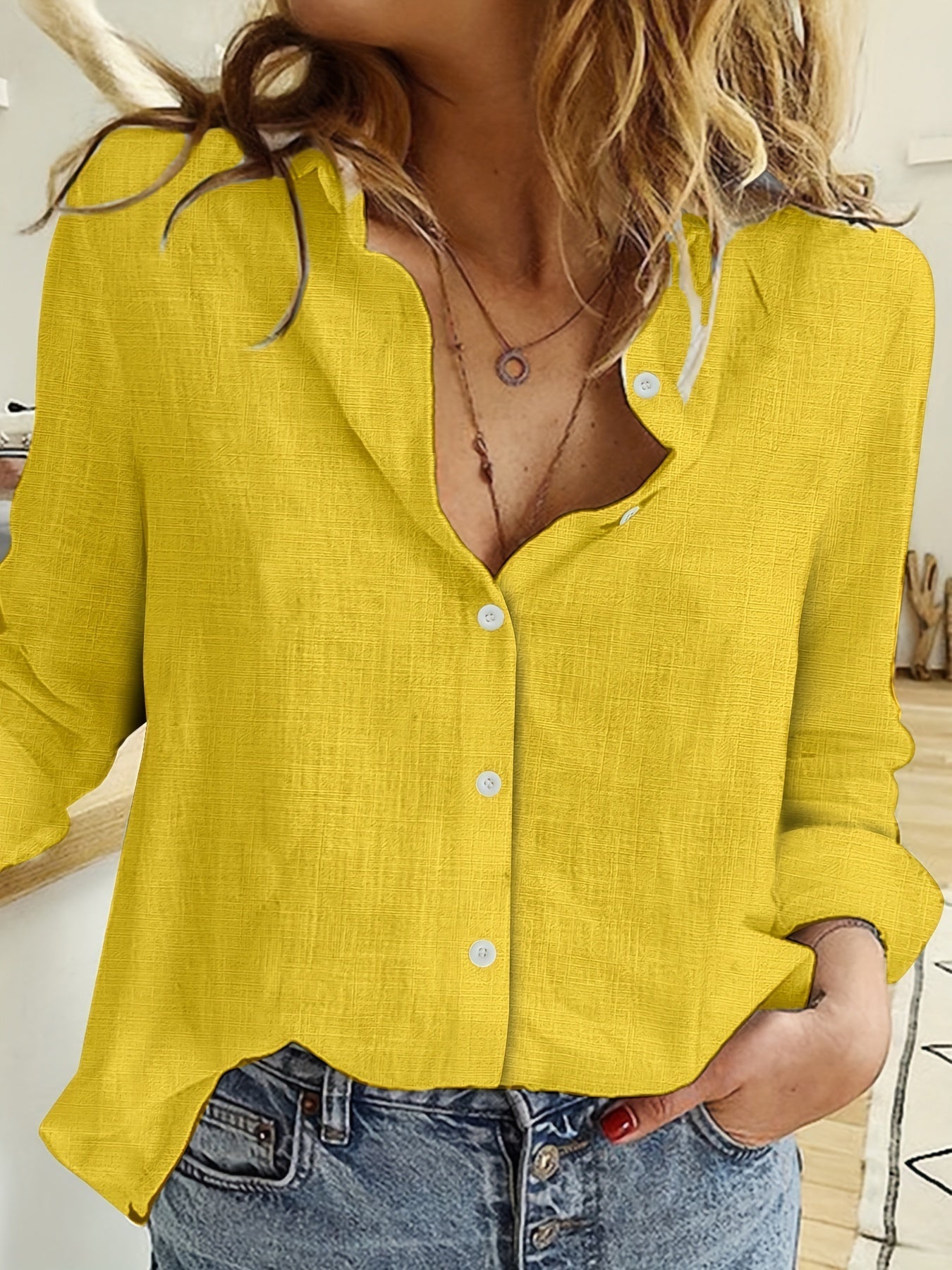 Leanne | Long Sleeve Button Front Blouse