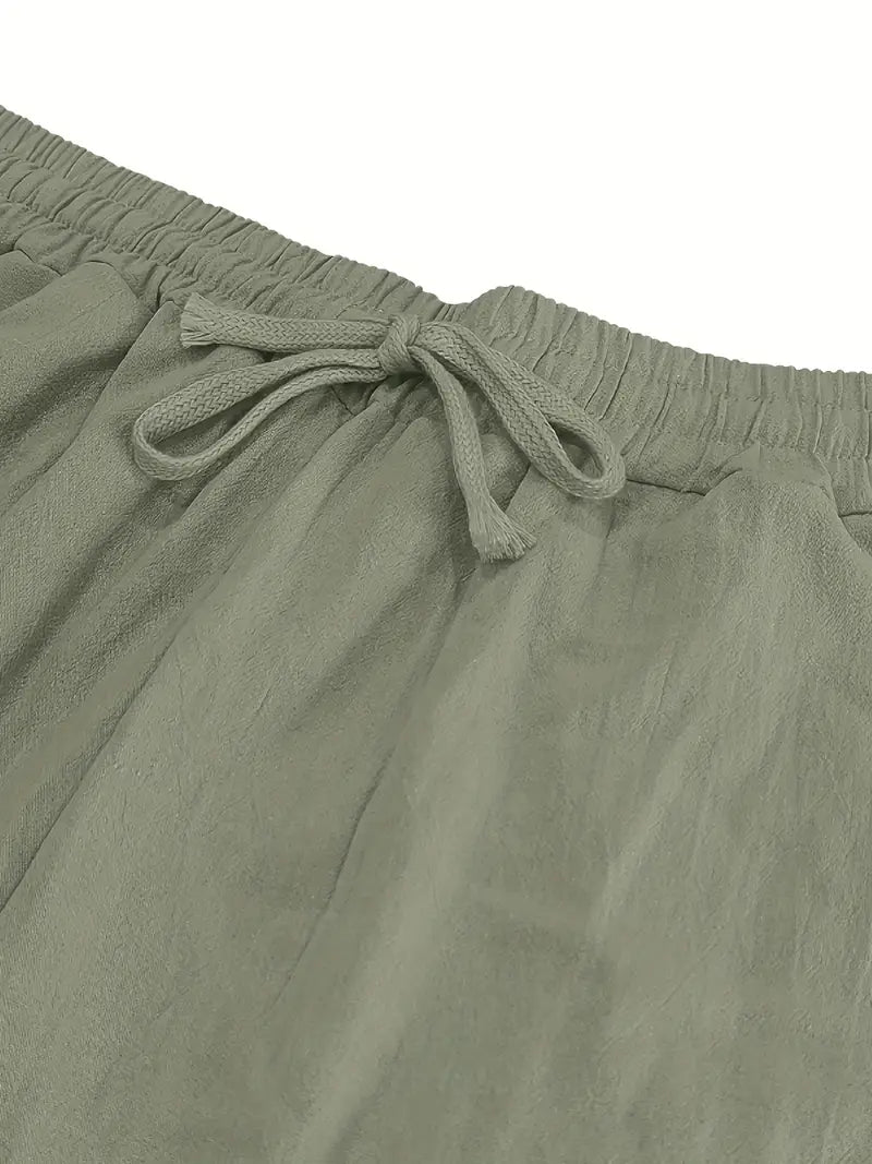Babaev | Drawstring Wide Leg Linen-Style Trousers