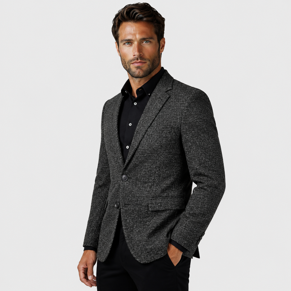 Odilon | Blazer with Notched Lapels and Textured Pattern
