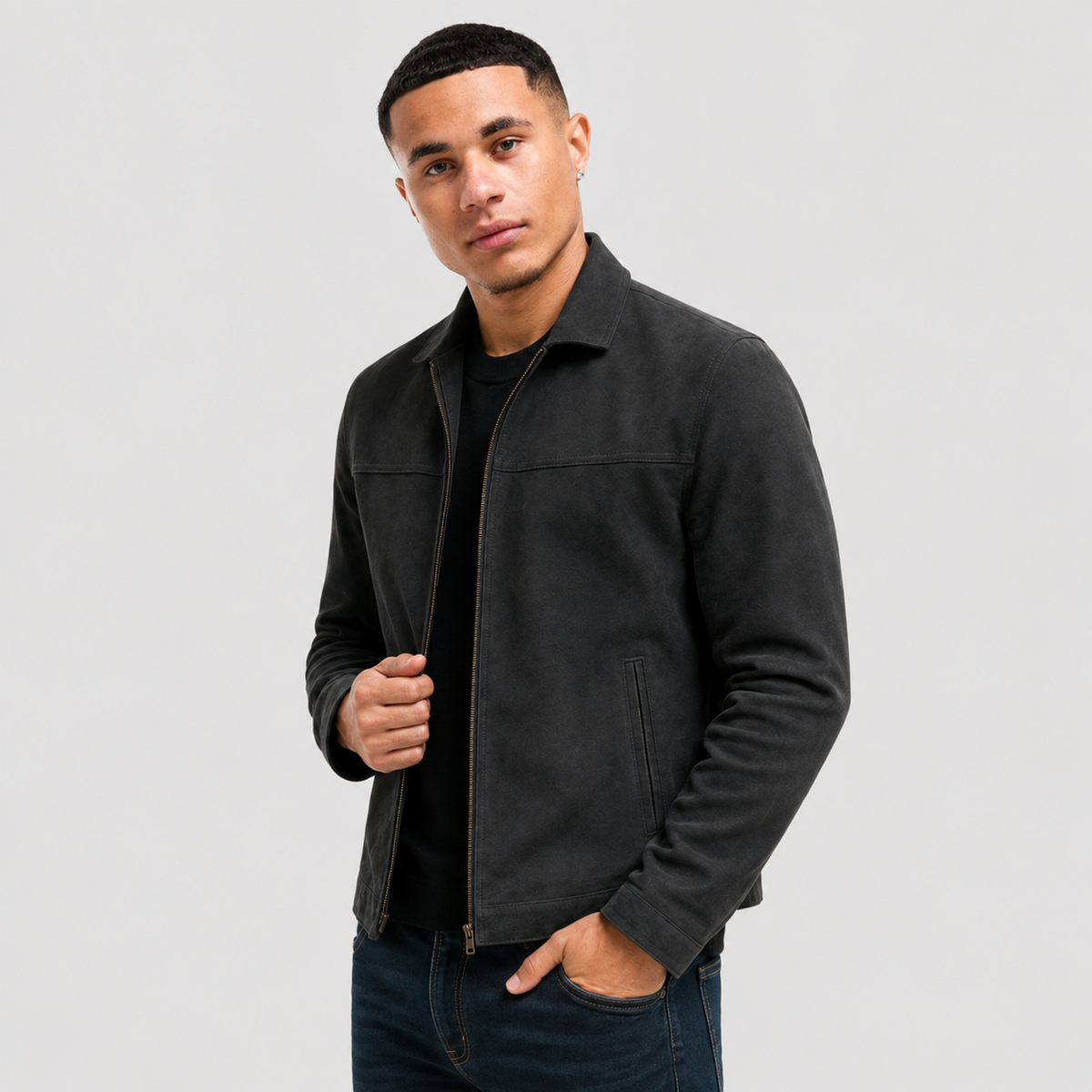 Arcadio | Jacket with Point Collar and Zipper