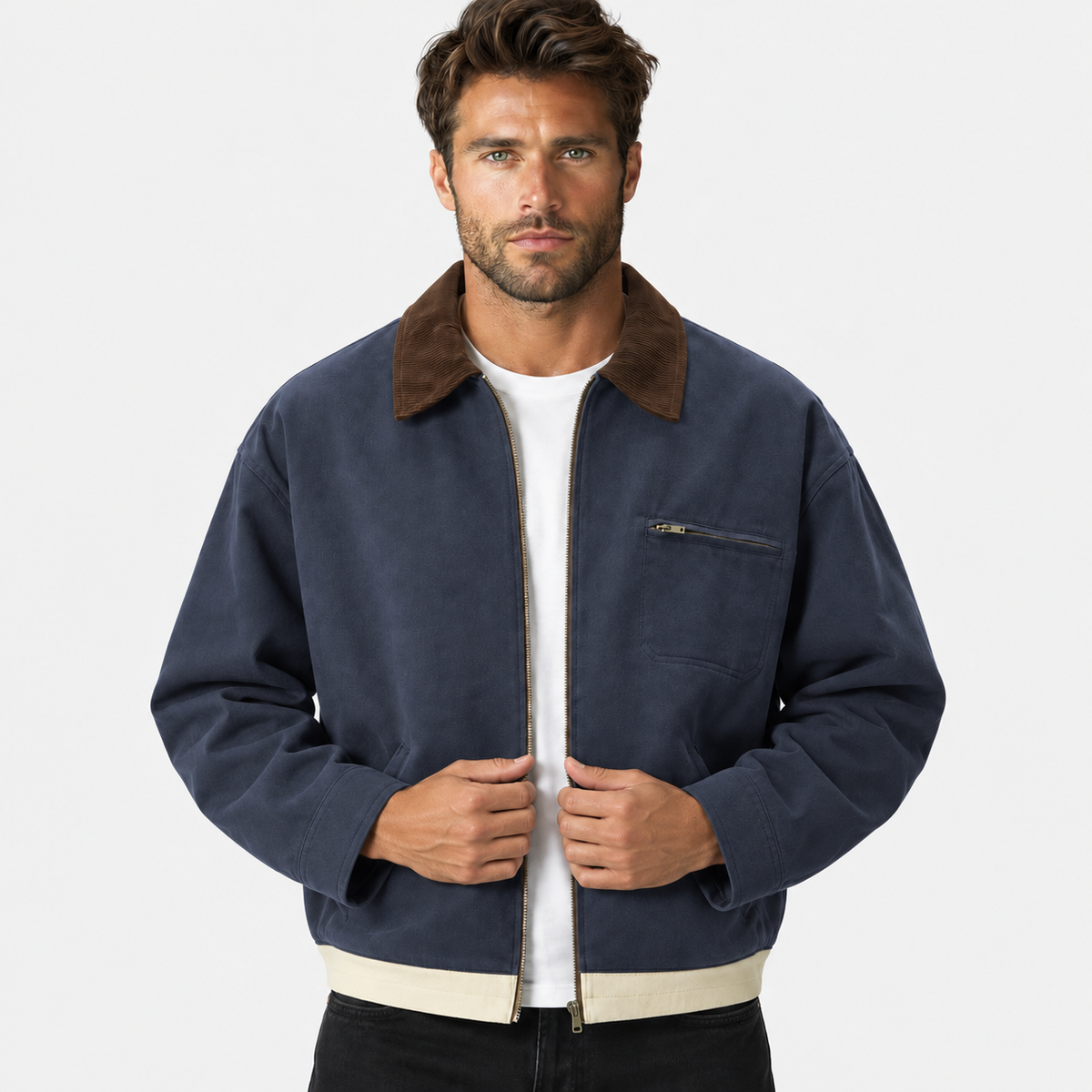 Horacio | Jacket with Contrast Collar and Zip Front