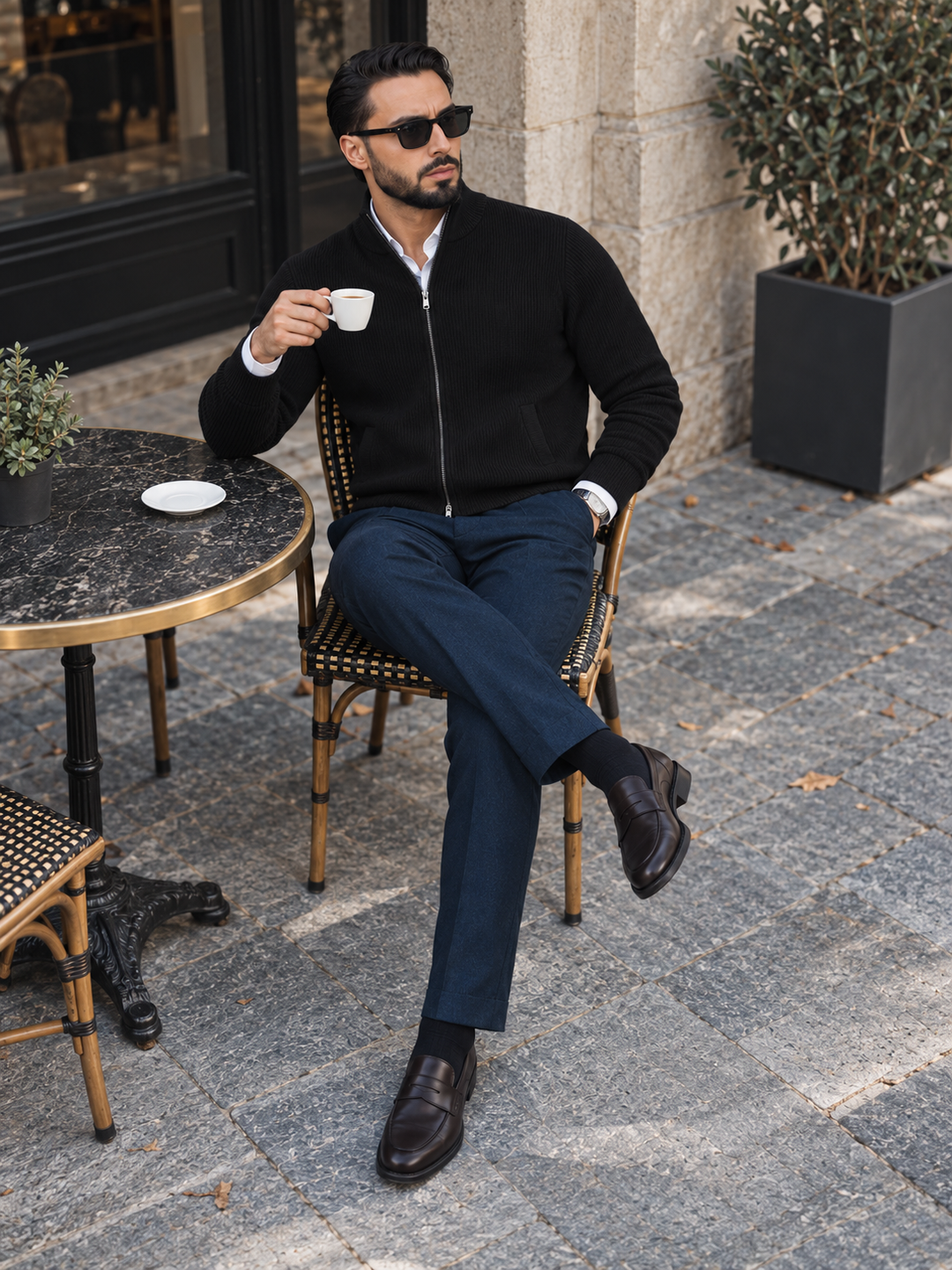 Milou | Ribbed Cardigan with Stand Collar
