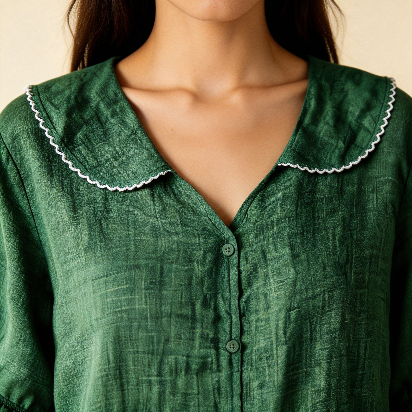 Meygan | Peter Pan Collar Button Front Blouse