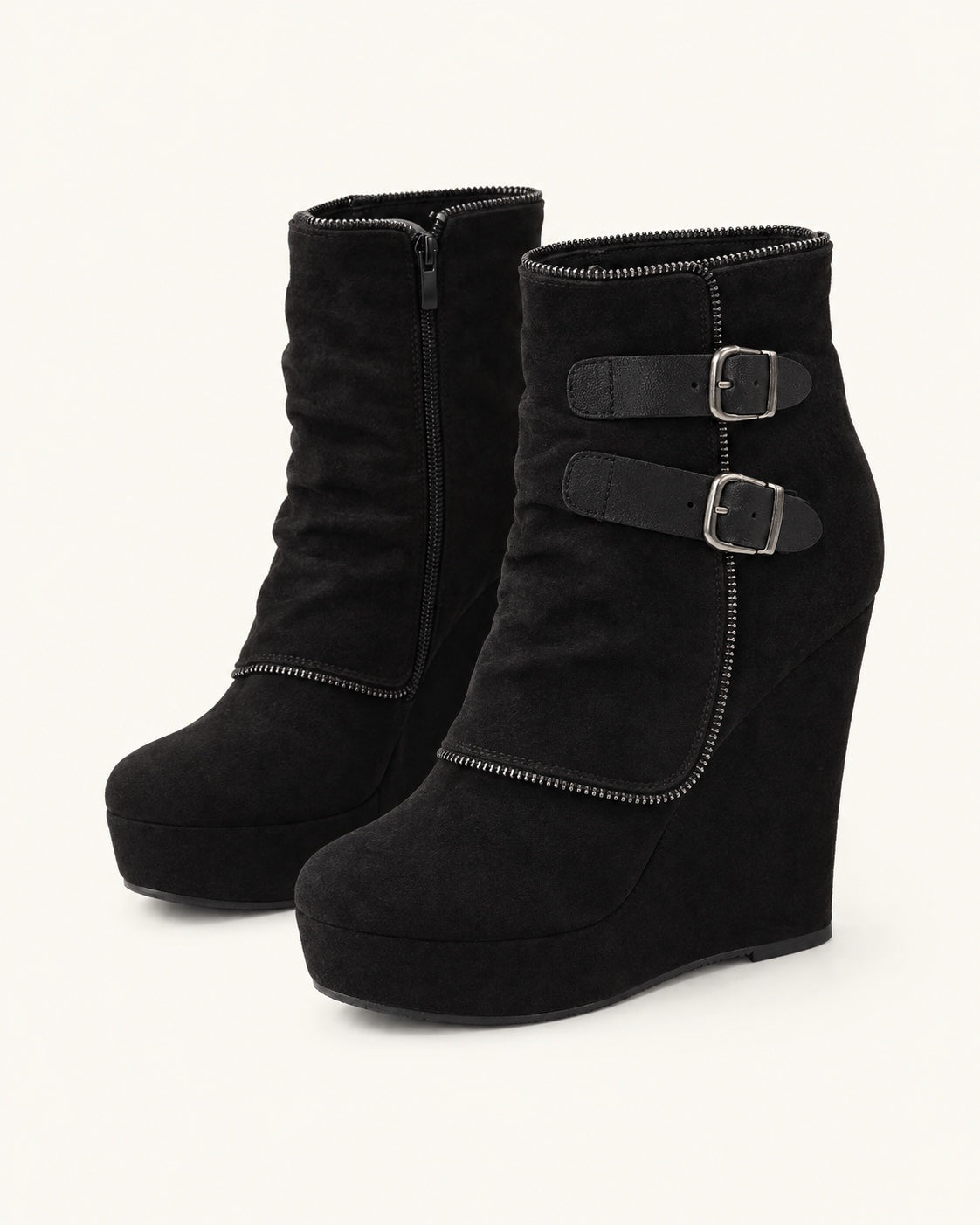 Jacinta | Ankle Boots With Wedge Heel and Buckles