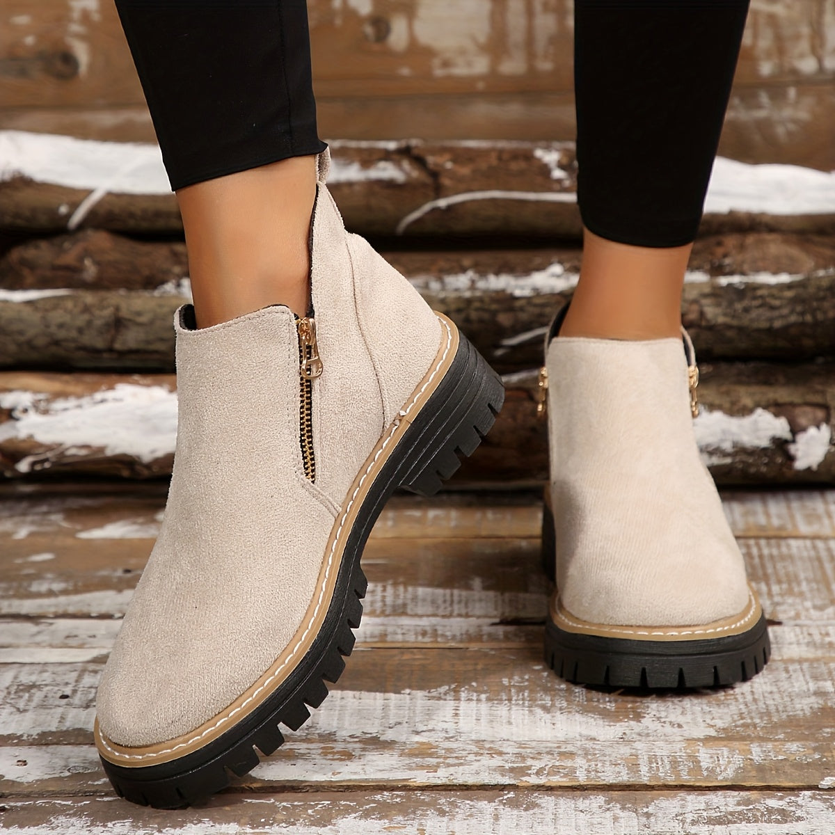 Aileen | Ankle Boots with Side Zipper and Chunky Sole
