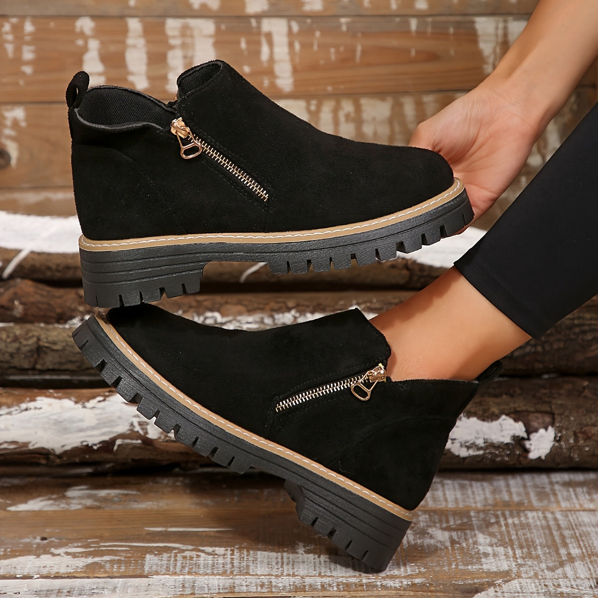 Aileen | Ankle Boots with Side Zipper and Chunky Sole
