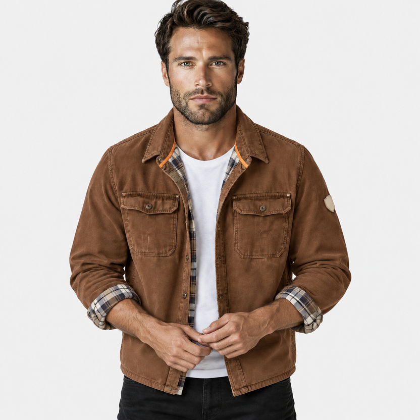 Flynn | Jacket with Flap Pockets and Plaid Cuffs