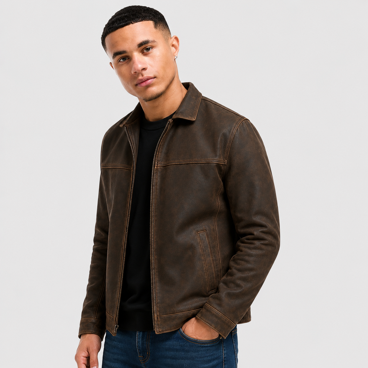Arcadio | Jacket with Point Collar and Zipper