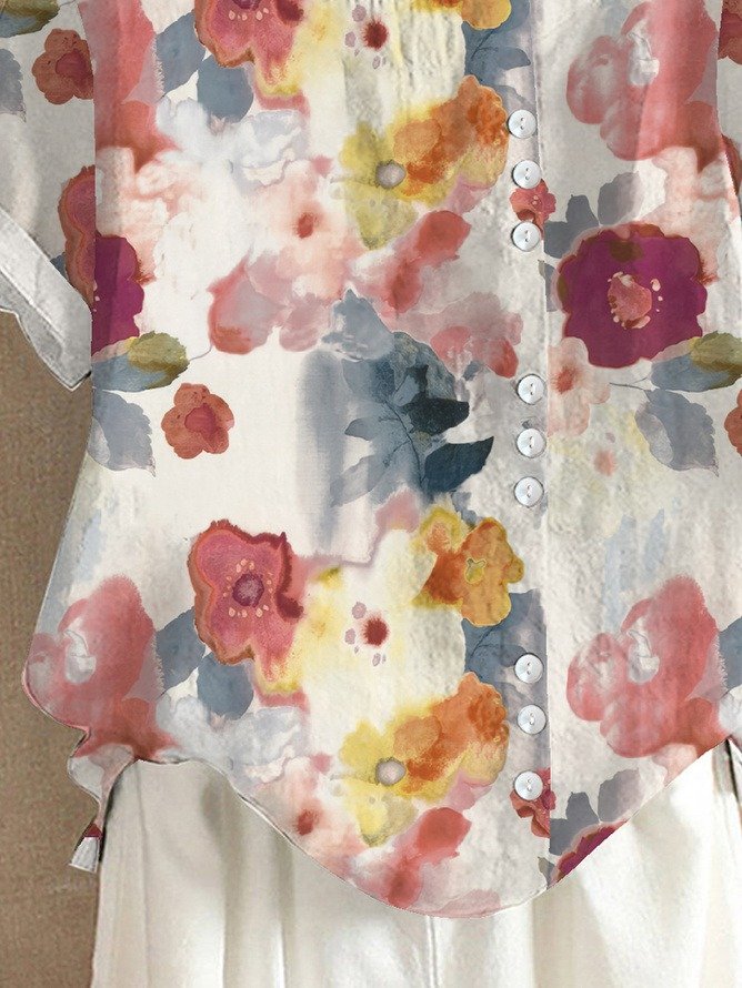 Zendaya | Blouse Floral Short Sleeve Button Front