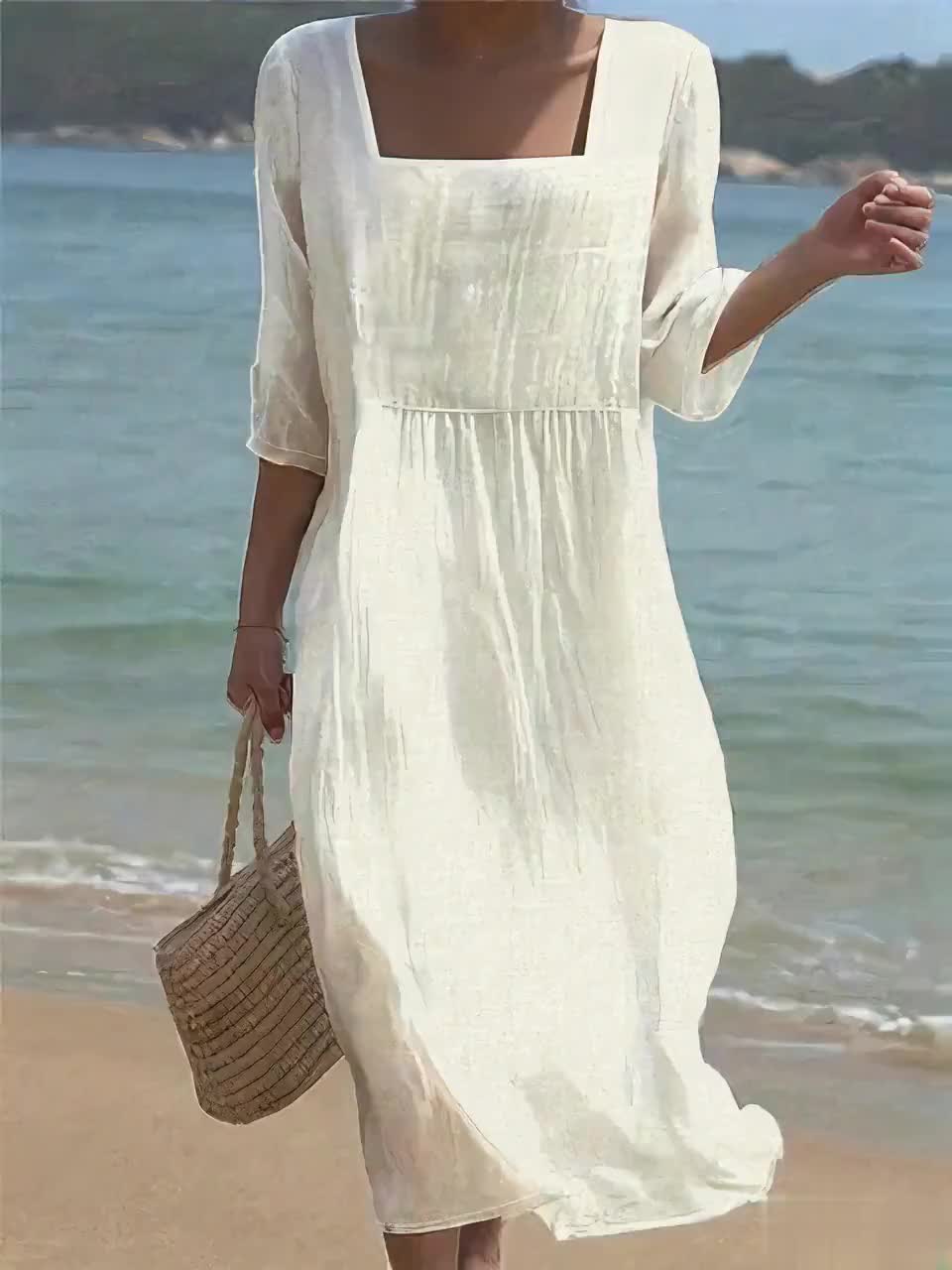 Odonnell - Square Neck Midaxi Sleeve Dress