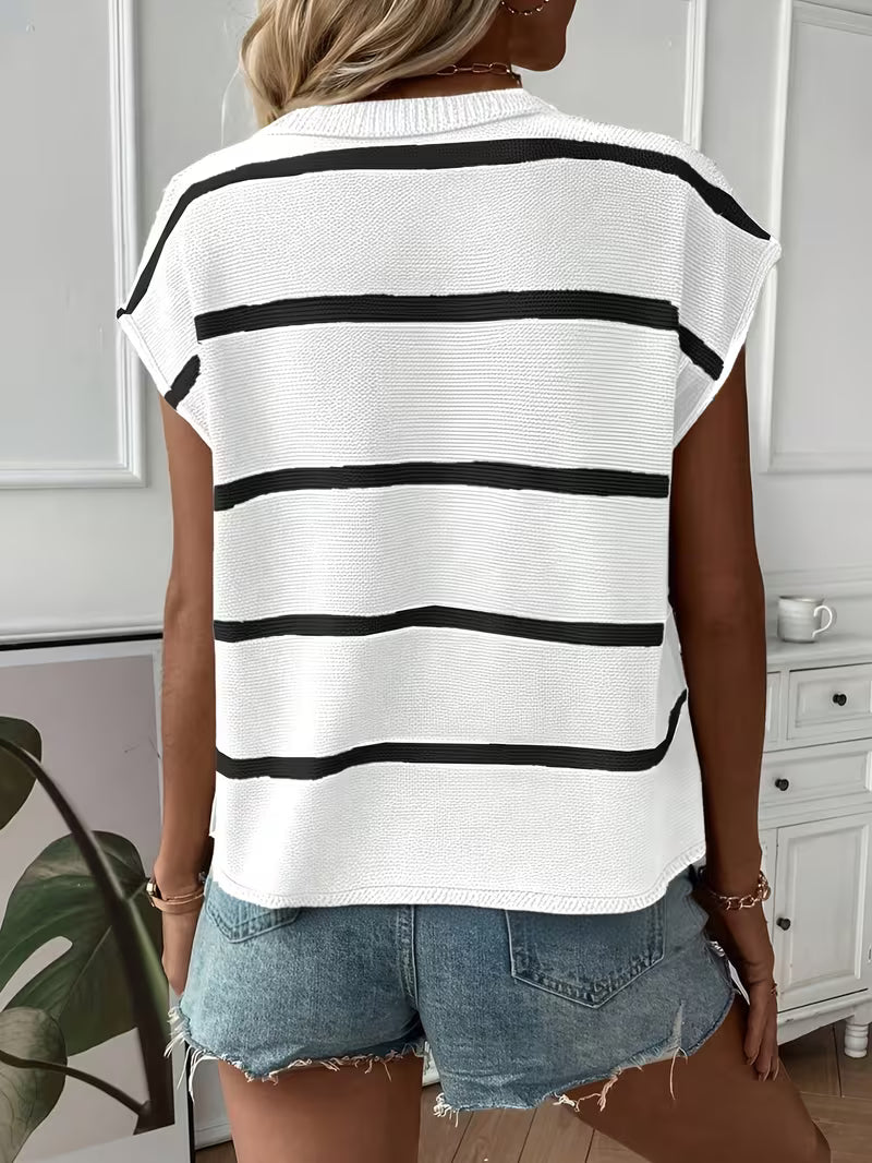Enila | Striped Knit Jumper with Short Sleeves
