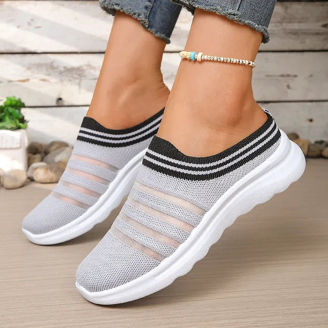 Aleyda | Slip On Striped Knit Casual Trainers