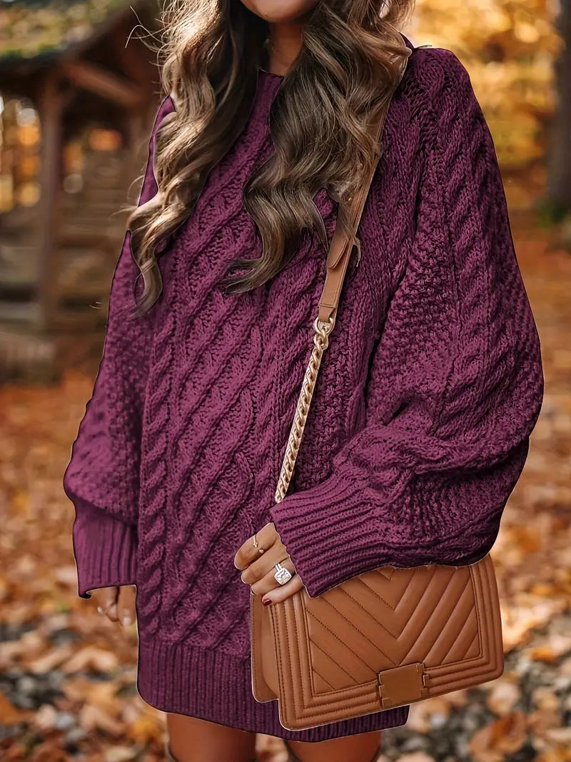 Joelle | Cable Knit Long Sleeve Jumper Dress