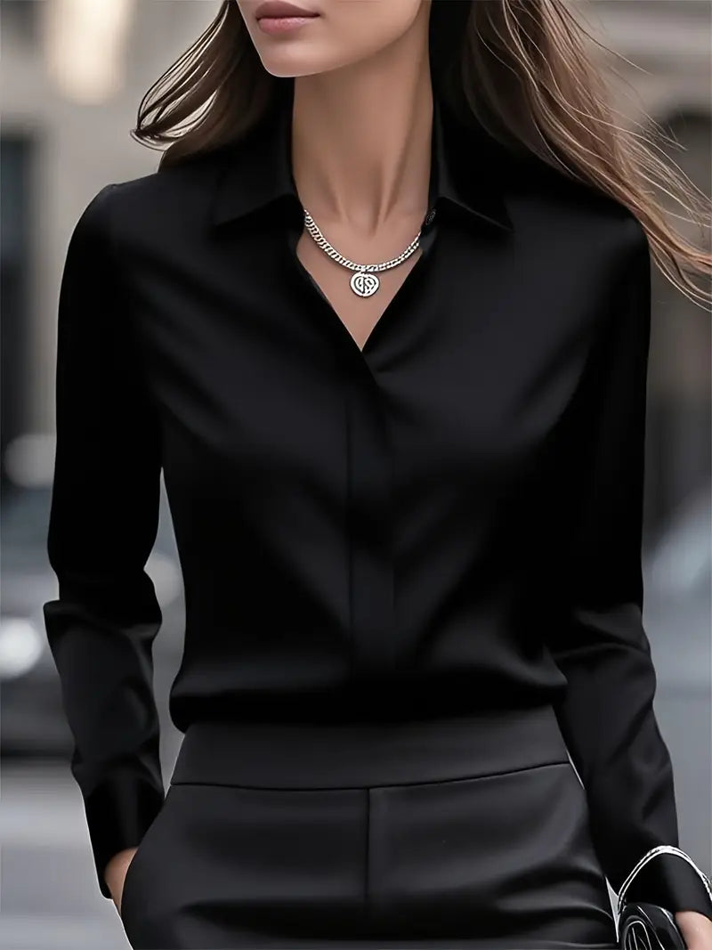 Amiliana - Long Sleeve Collared Button Down Shirt