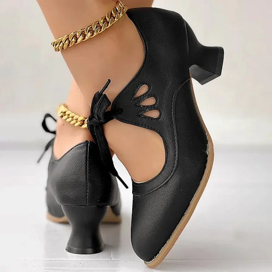 Zydrune | Cut Out Block Heel Court Shoes