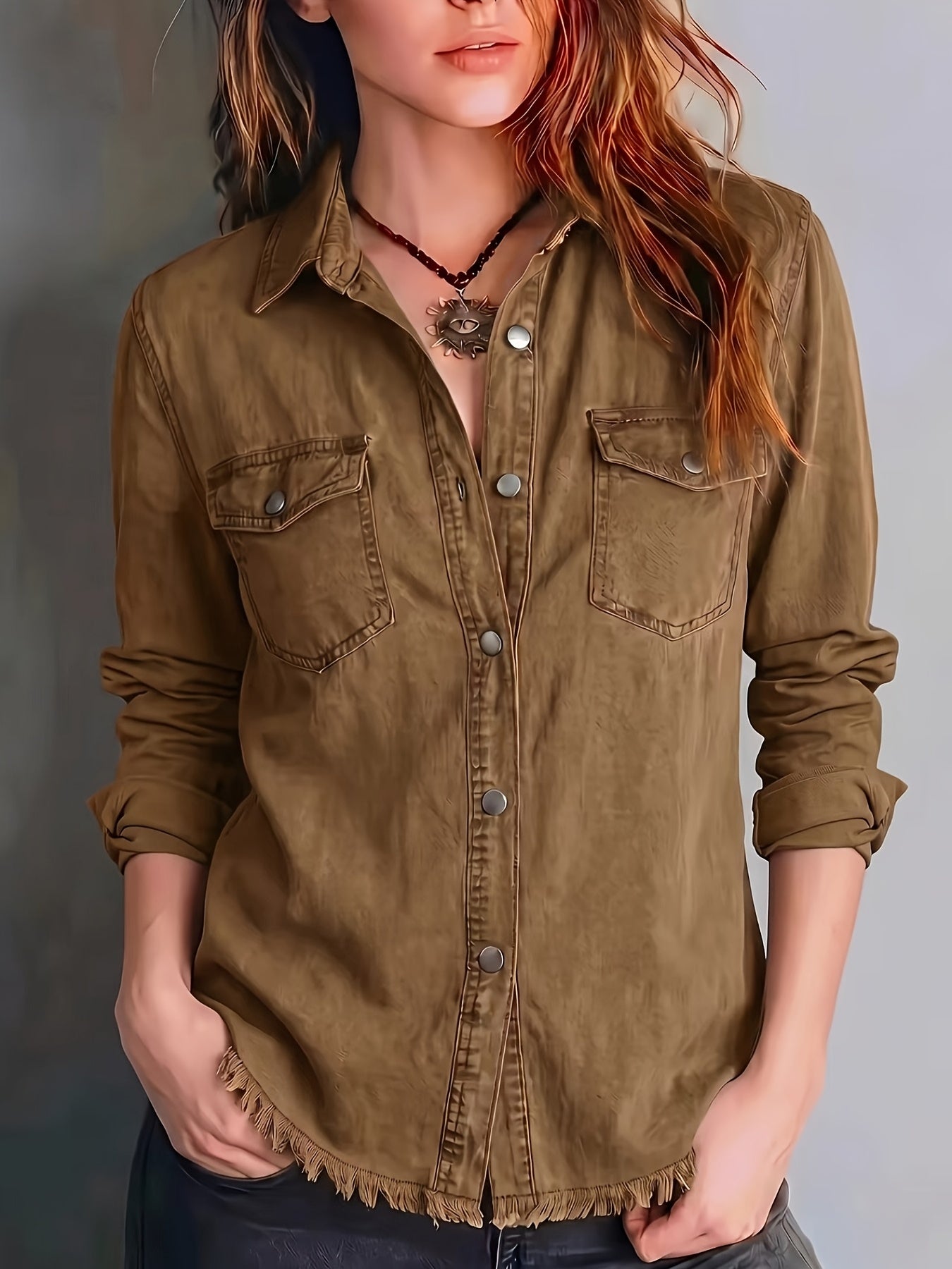 Blazka | Long Sleeve Button Front Shirt with Pockets
