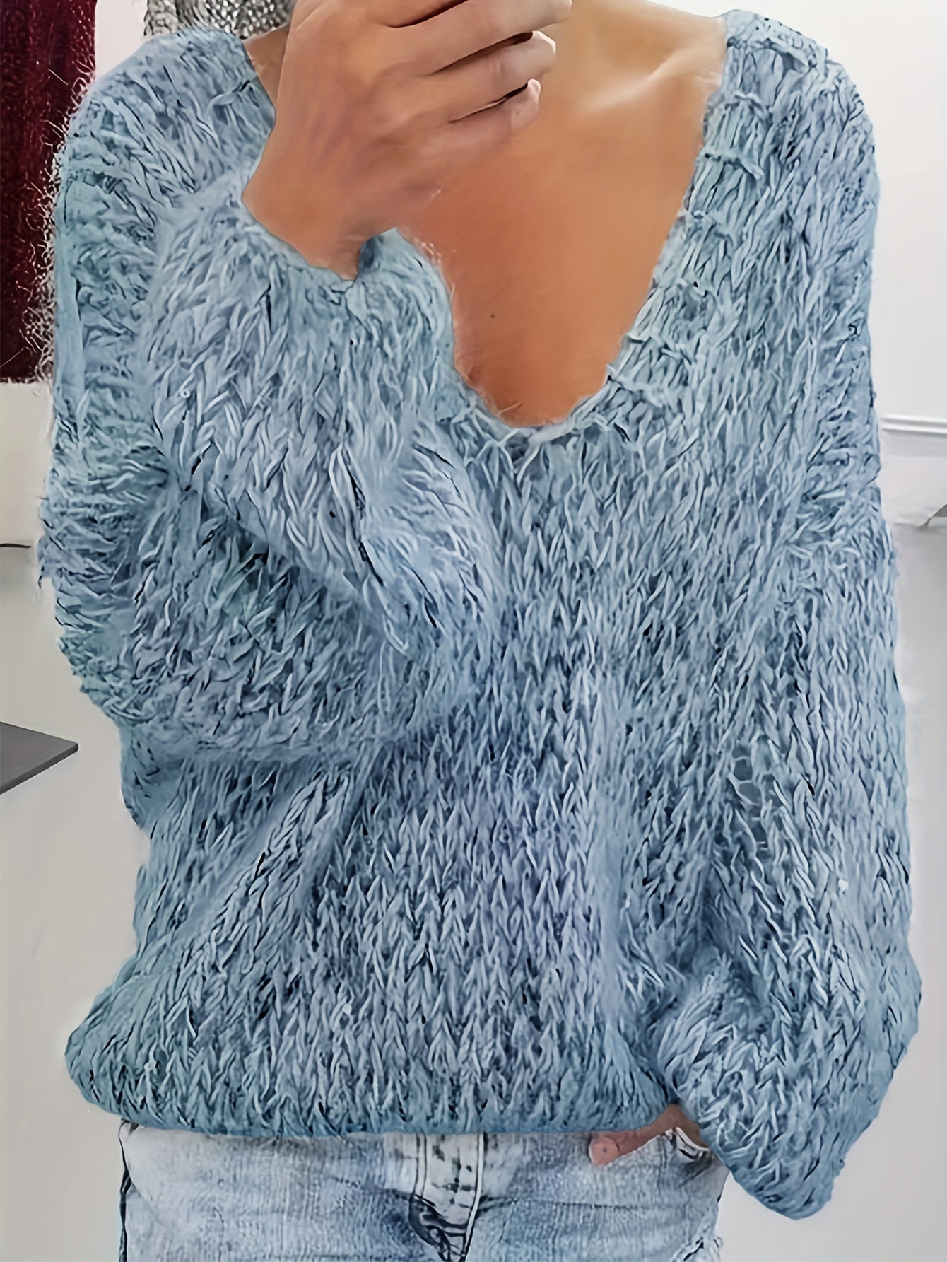 Vriona | Sweater with V-Neck and Balloon Sleeves