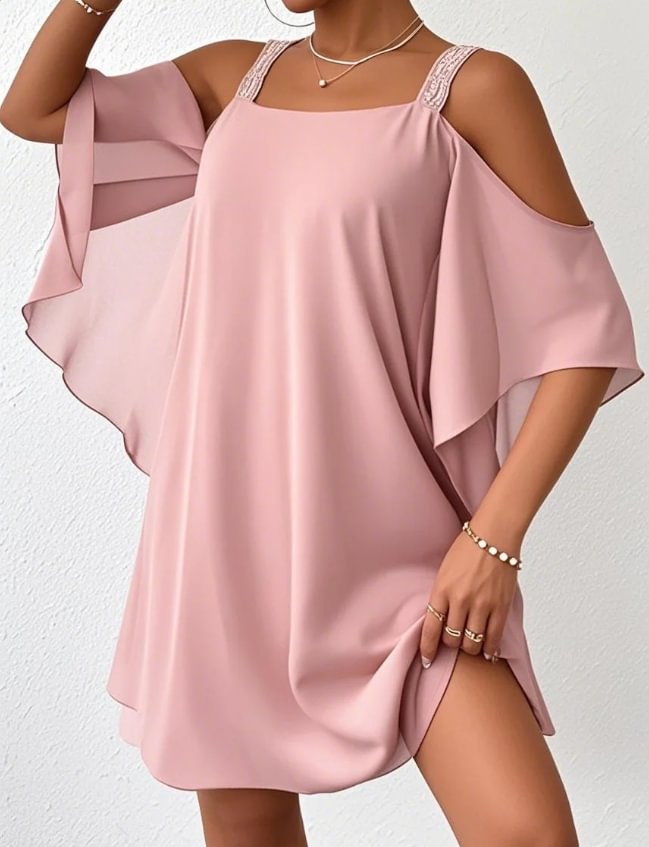 Lilliana | Cold Shoulder Chiffon Style Mini Dress
