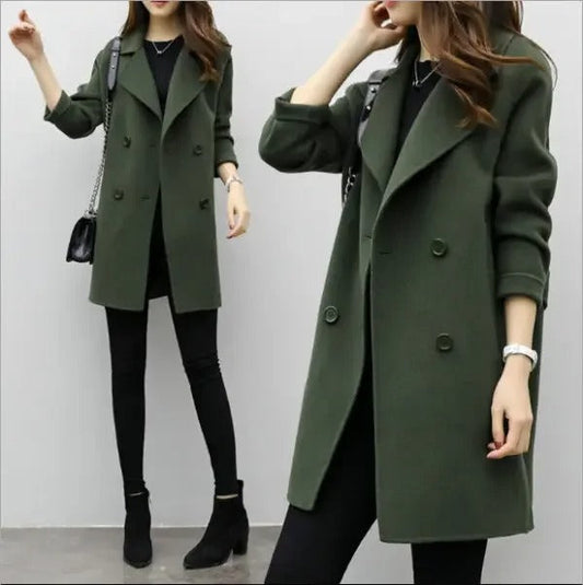 Katherene | Double-Breasted Long Sleeve Lapel Coat