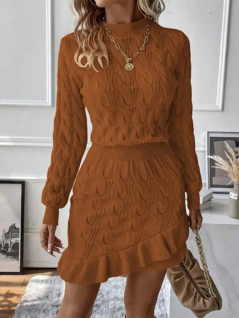 Katla | Knitted Cable Knit Long Sleeve Dress