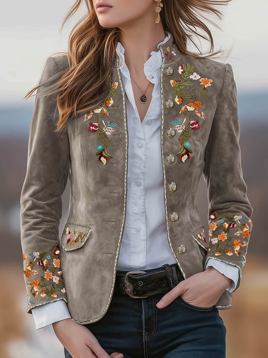 Anisaa | Embroidered Long Sleeve Stand Collar Jacket