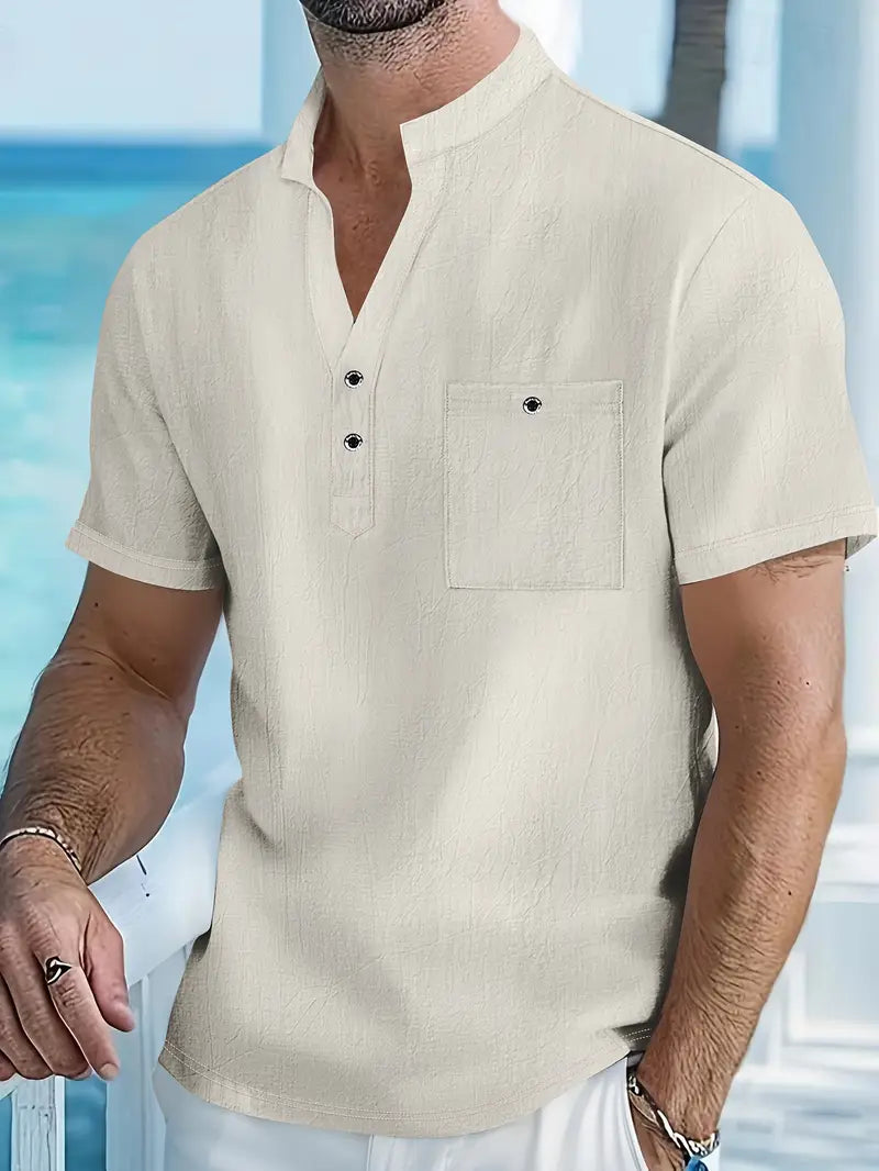 Vaughn - Short Sleeve Henley Pocket Shirt