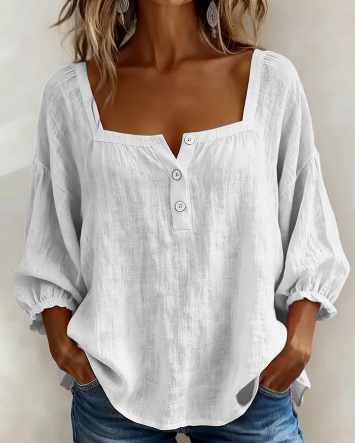 Leontien | Square Neck Button Blouse