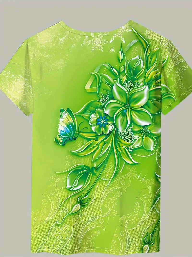 Carlisa | Floral Print Short Sleeve T Shirt