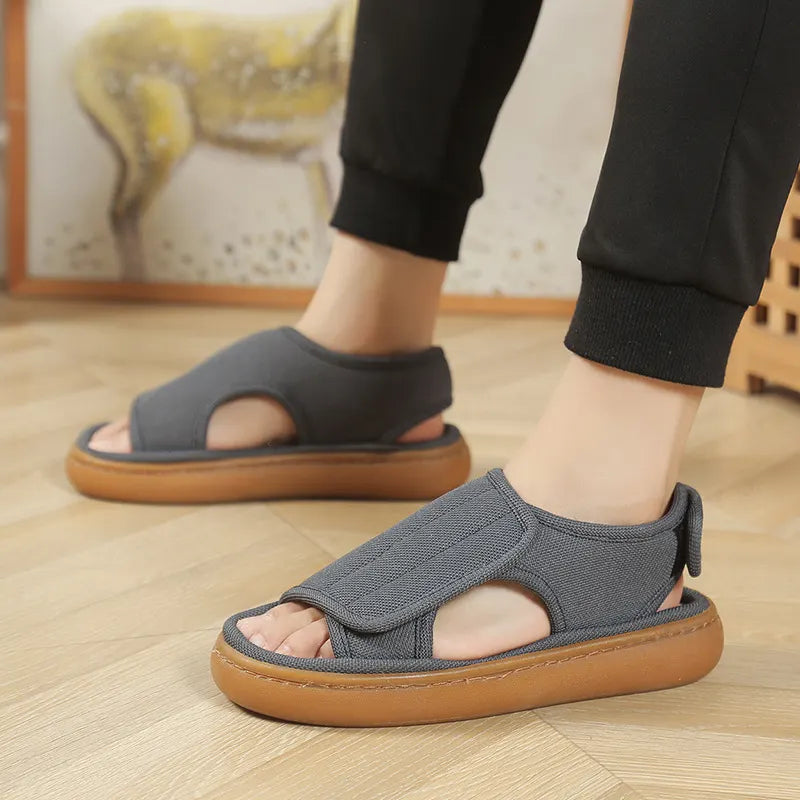 Karena | Adjustable Hook and Loop Open-Toe Sandals