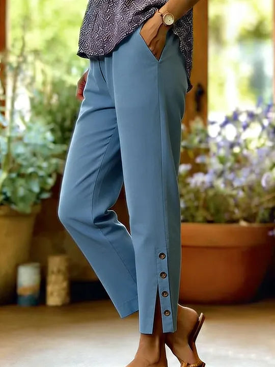 Kileza | Button Hem Loose Fit Trousers
