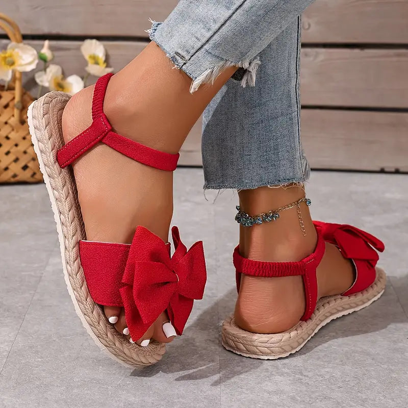Michela | Bow Strap Flat Open Toe Sandals
