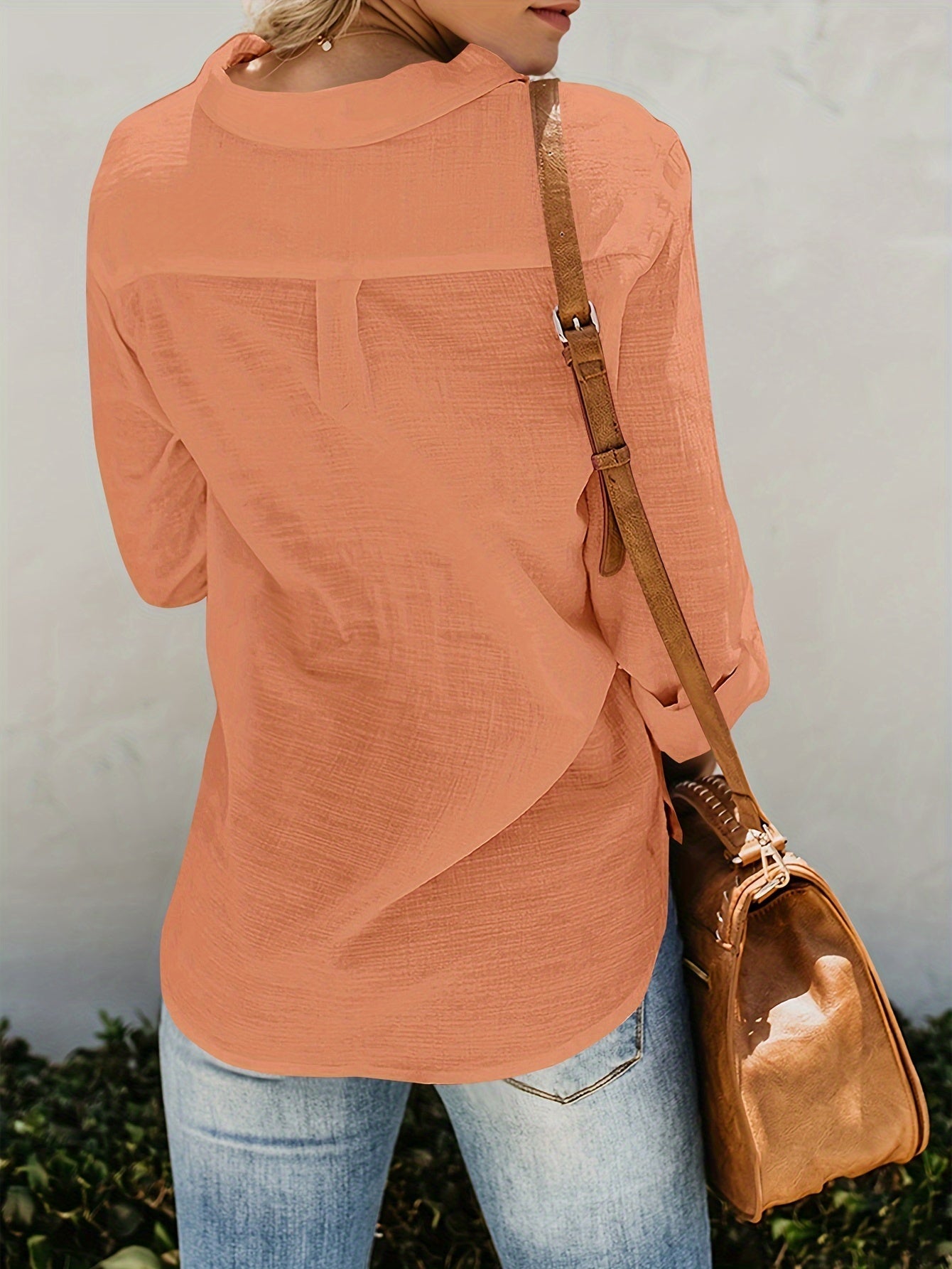 Priscilla | Long Sleeve Button-Up Pocket Shirt Blouse