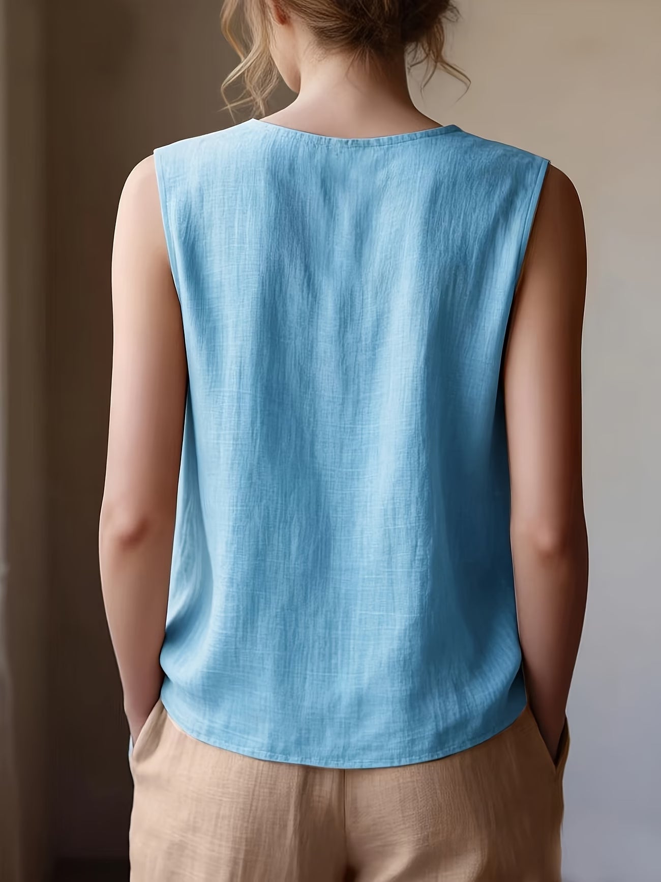 Safiya | Sleeveless Ruffle Neck Relaxed Blouse