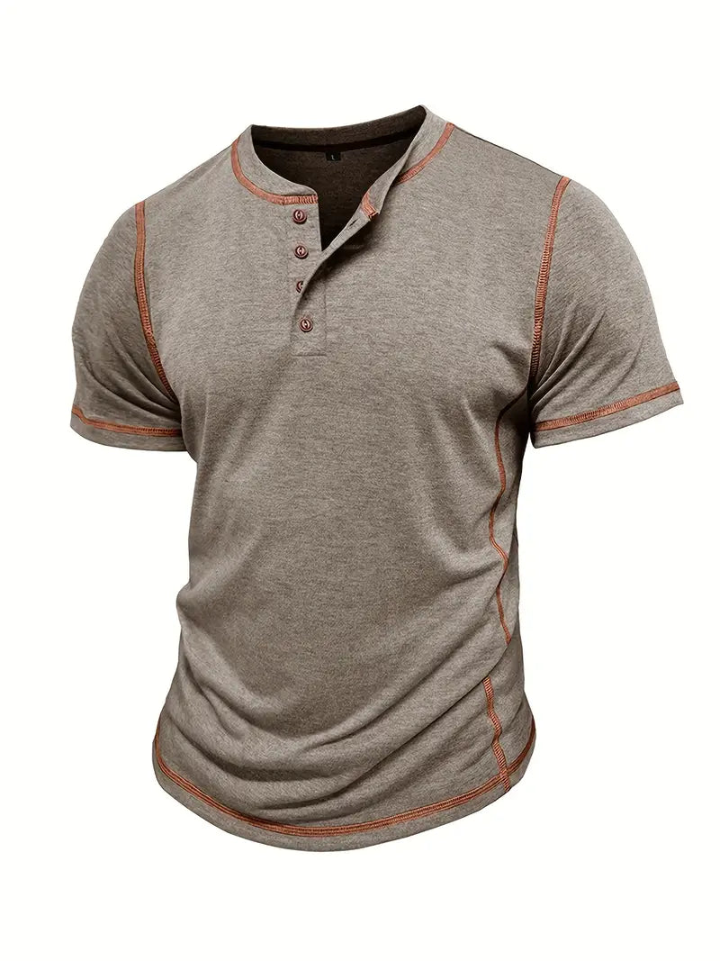 Orazio | Short Sleeve Henley Neck T-Shirt
