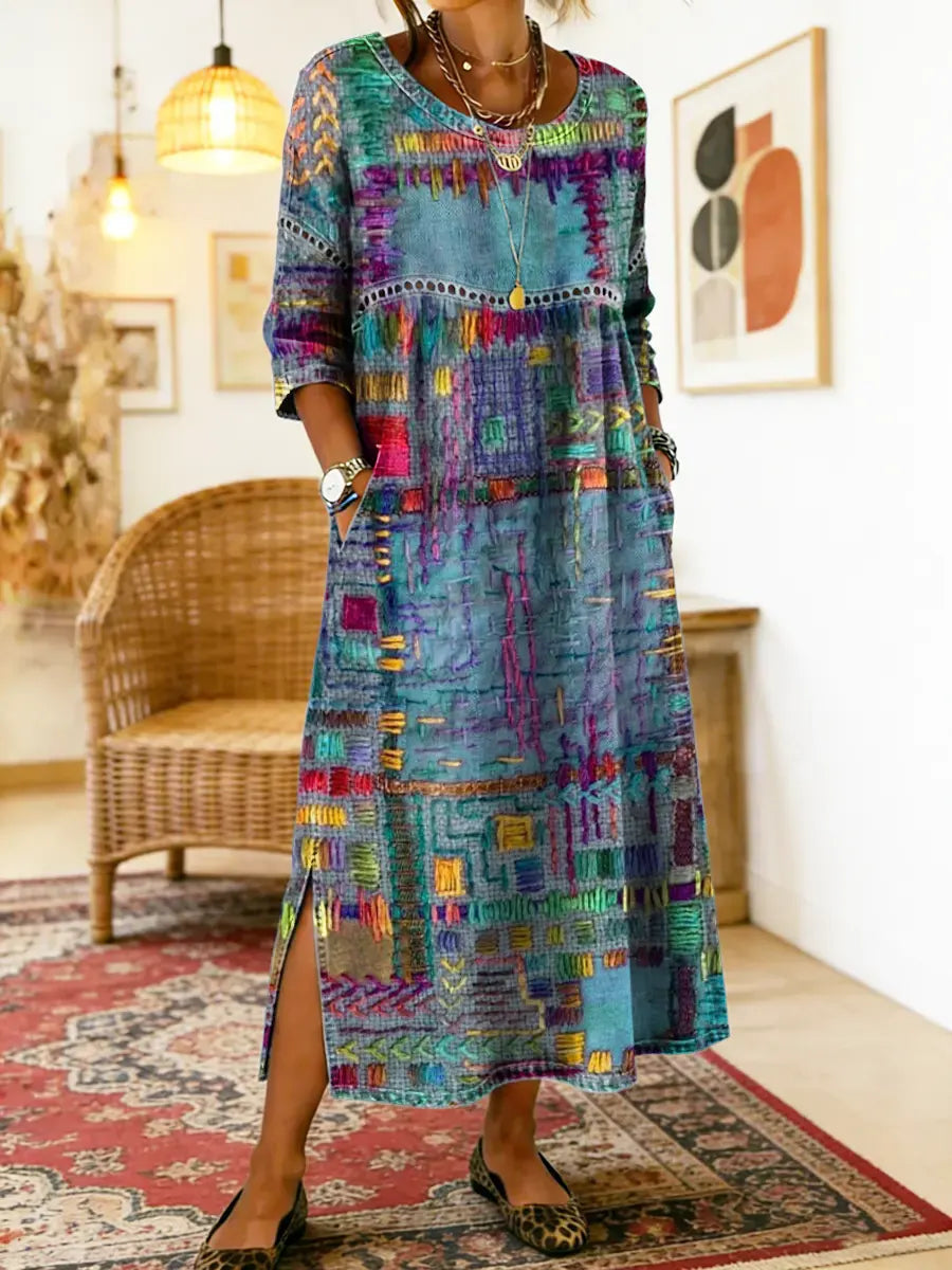 Nihada | Printed Midi Dress With Side Pockets