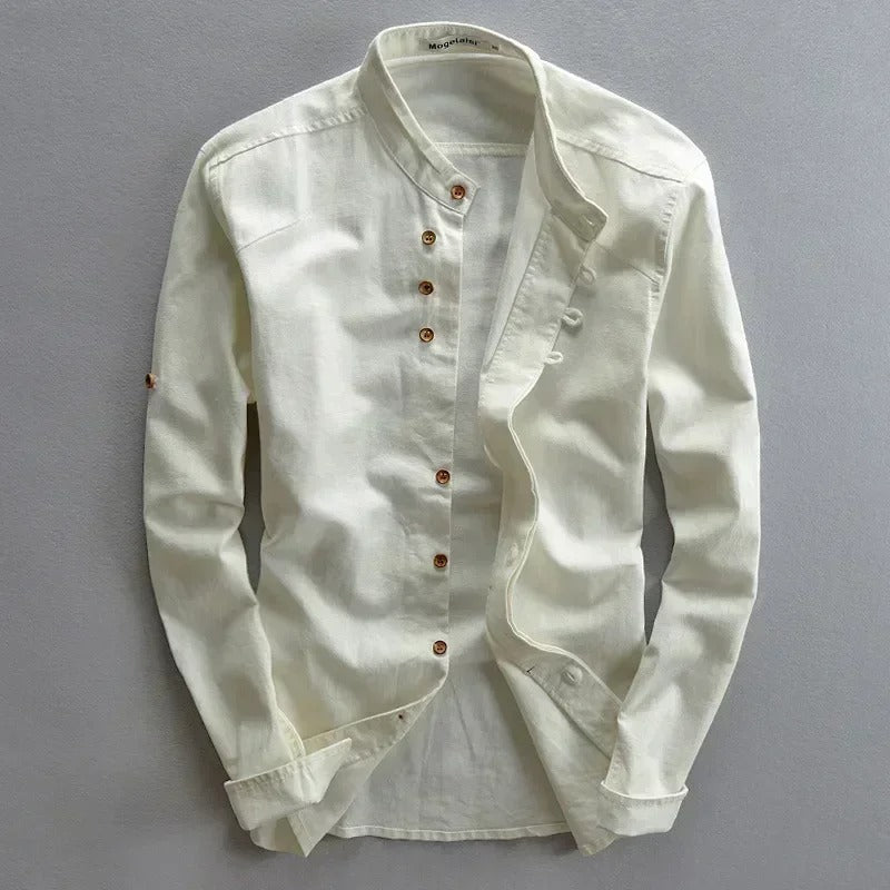 Tevin | Long Sleeve Stand Collar Button Shirt
