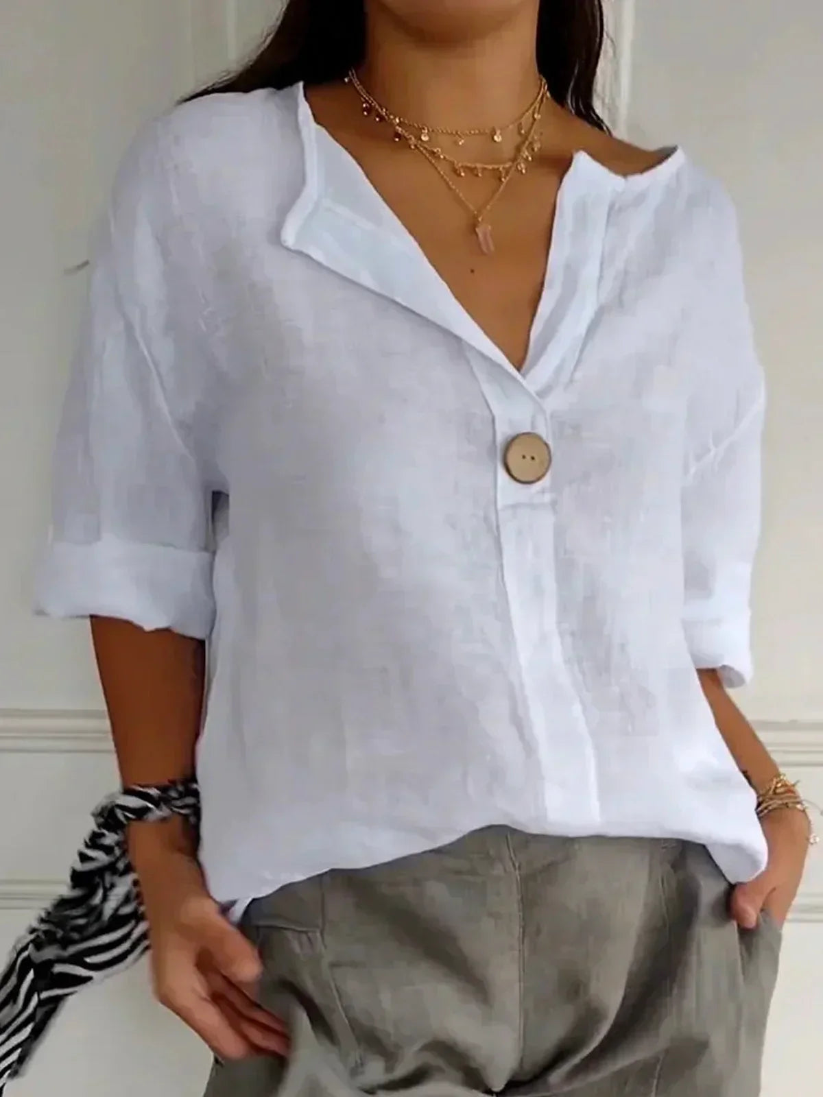 Yvonna | Loose Fit Button Front Blouse