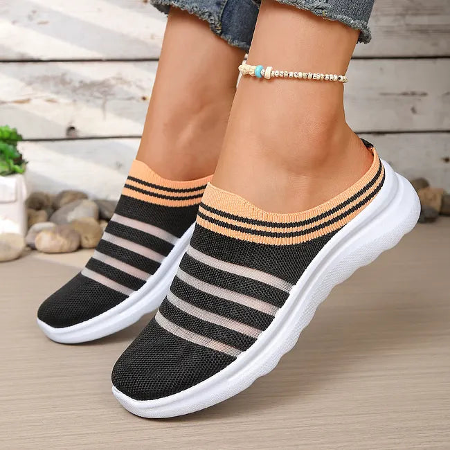 Aleyda | Slip On Striped Knit Casual Trainers