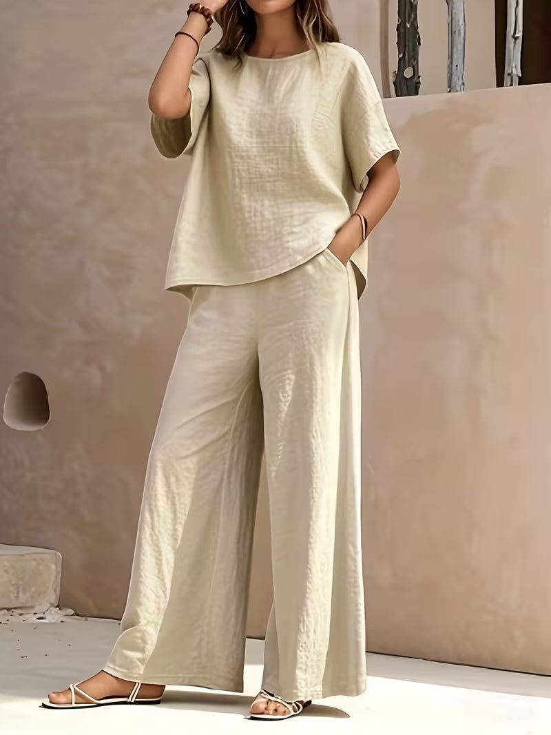 Josy | Trouser Set with Short-Sleeve Relaxed Top