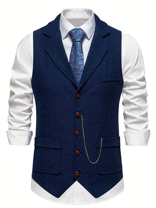 Ferry |  Herringbone Button Front Waistcoat