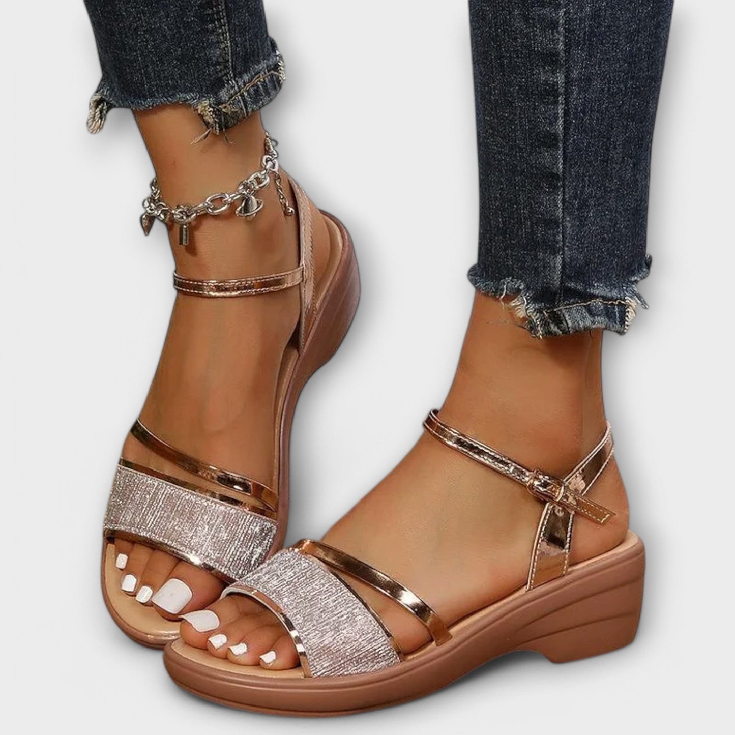 Finaya - Platform Wedge Sandals With Ankle Strap