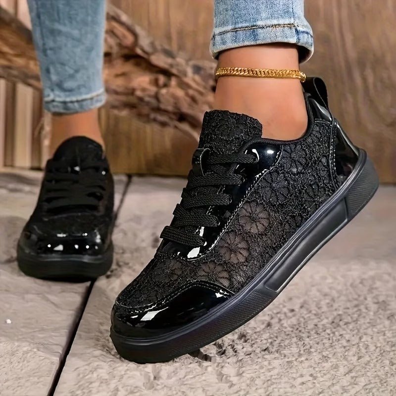 Alessa | Lace Panel Low Top Sneakers